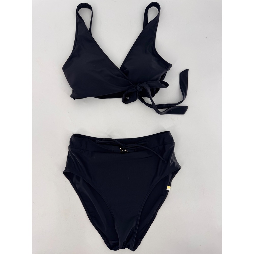 Summersalt Bikini Set Women Size 6 Black Wrap Tie High Rise Two Piece Swimsuit